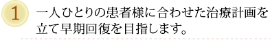 1人の患者様に合わせた治療計画を立て早期回復を目指します。